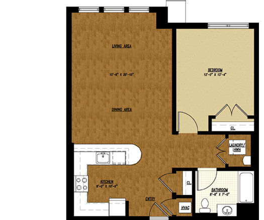 Type A1 Opposite floor plan: 1 bed, 1 bath, 839 square feet