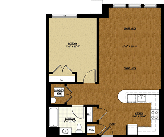 Type A1 floor plan: 1 bed, 1 bath, 839 square feet